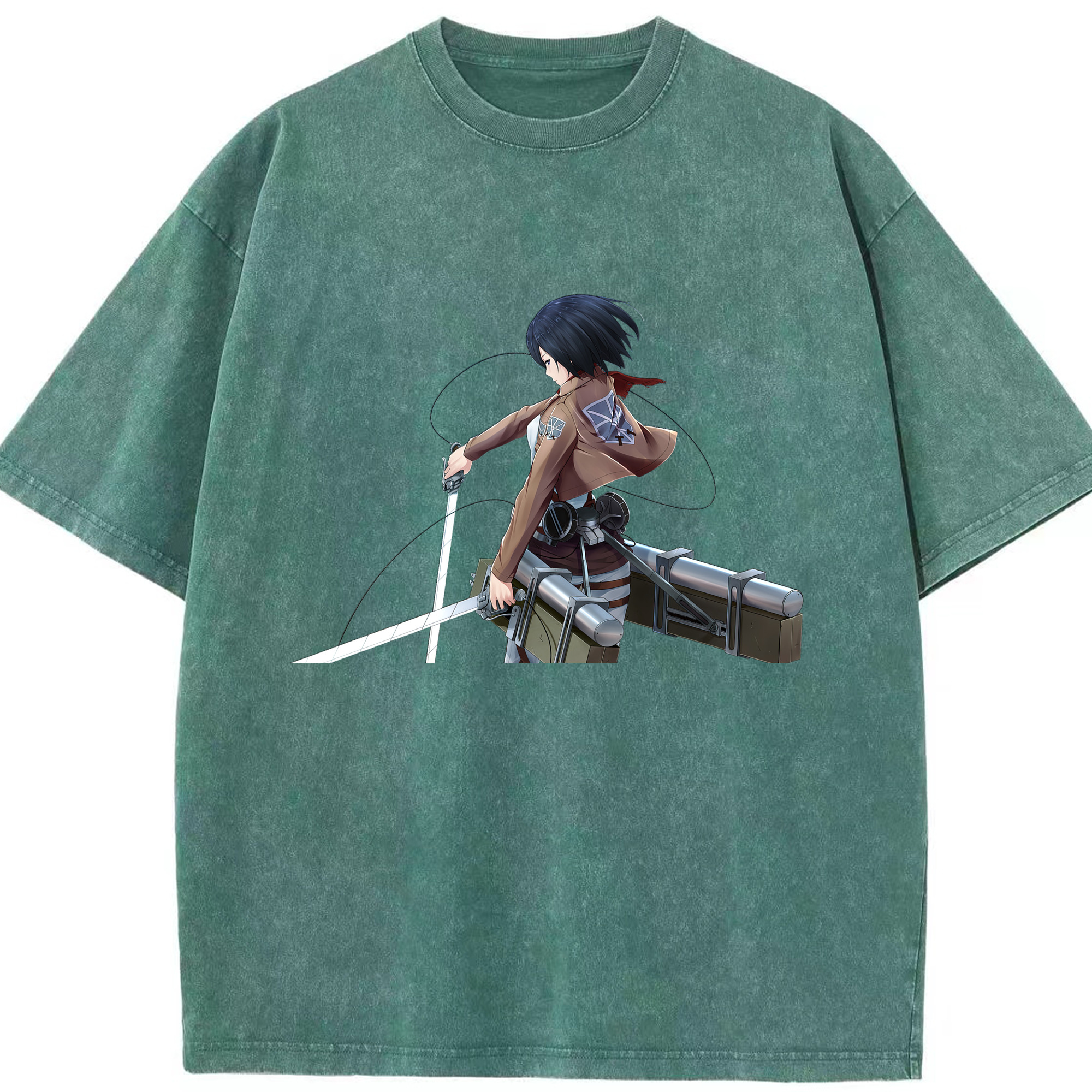 （画像用） 進撃の巨人 ミカサ·アッカーマン Attack on Titan Mikasa Ackerman 綿100% ヴィンテージ風 半袖Tシャツ（フロントプリント）